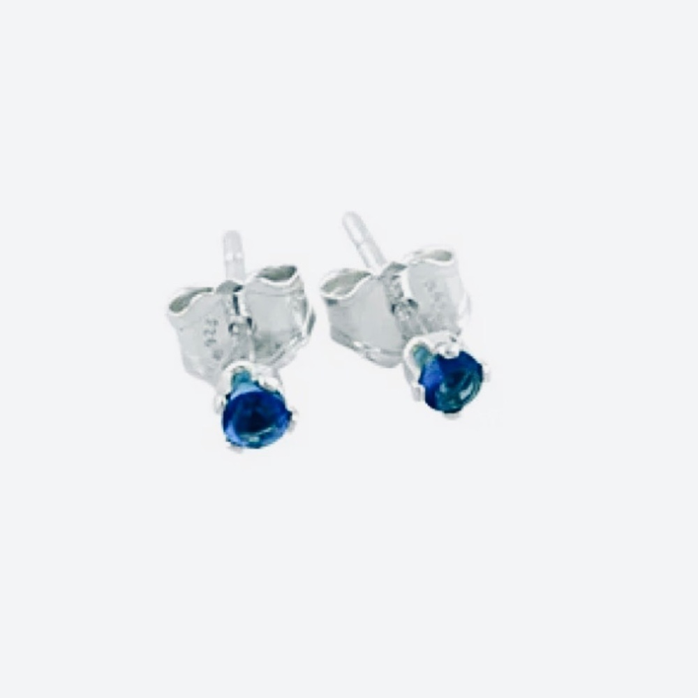 Super Tiny Sapphire Blue Crystal Stud Earrings NEW